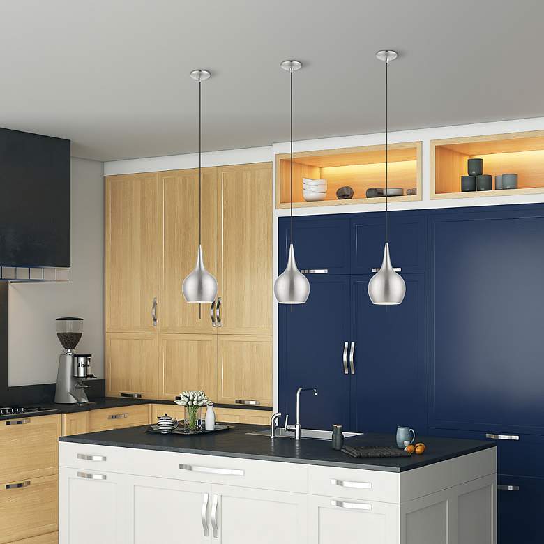 Image 7 Andes 1 Light Brushed Nickel Mini Pendant with Polished Chrome Accents more views