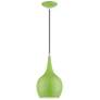 Andes 1 Light Shiny Apple Green Mini Pendant with Polished Chrome Accents