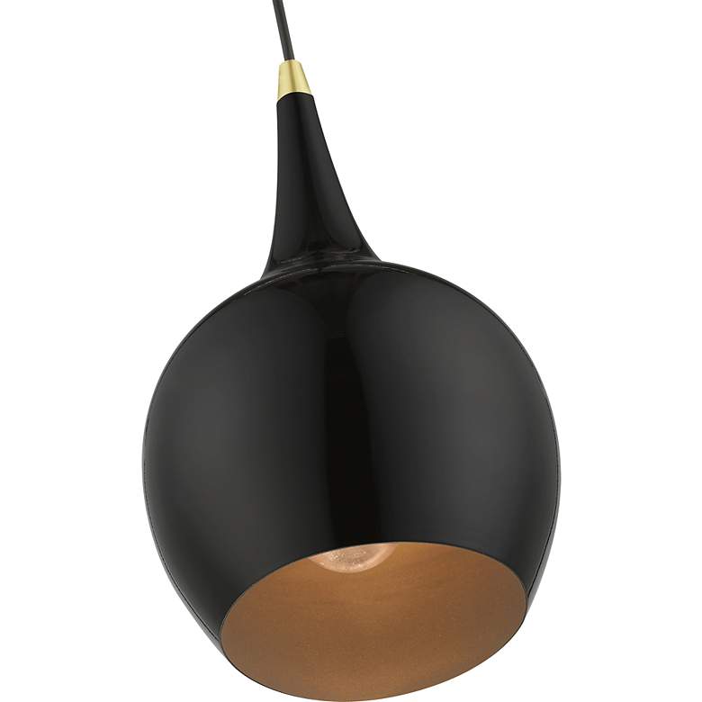 Image 6 Andes 1 Light Shiny Black Mini Pendant with Polished Brass Accents more views