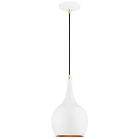 Image1 of Andes 1 Light Shiny White Mini Pendant with Polished Brass Accents