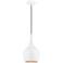 Andes 1 Light Shiny White Mini Pendant with Polished Brass Accents
