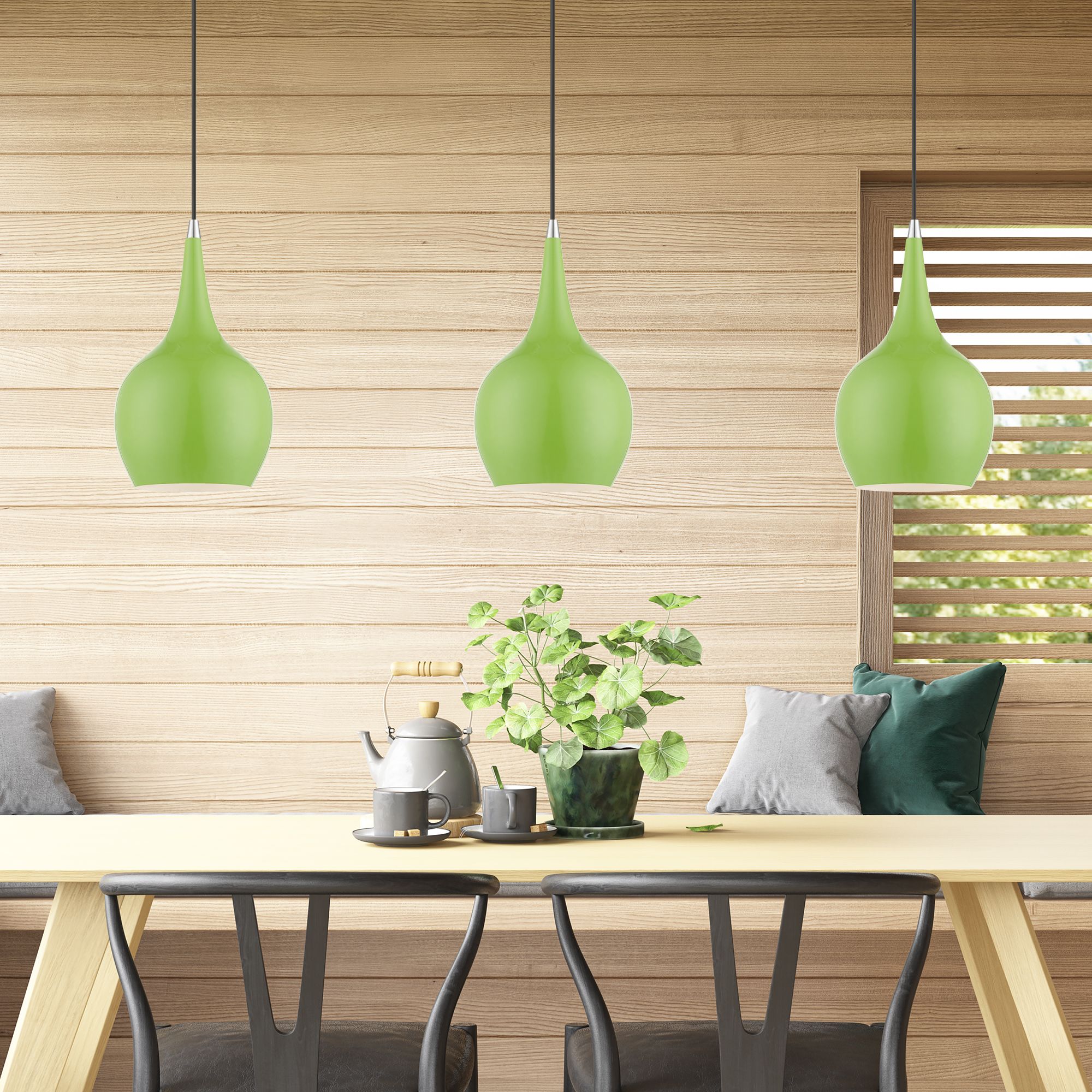 Andes 7 3/4" Wide Shiny Apple Green Mini Pendant in scene