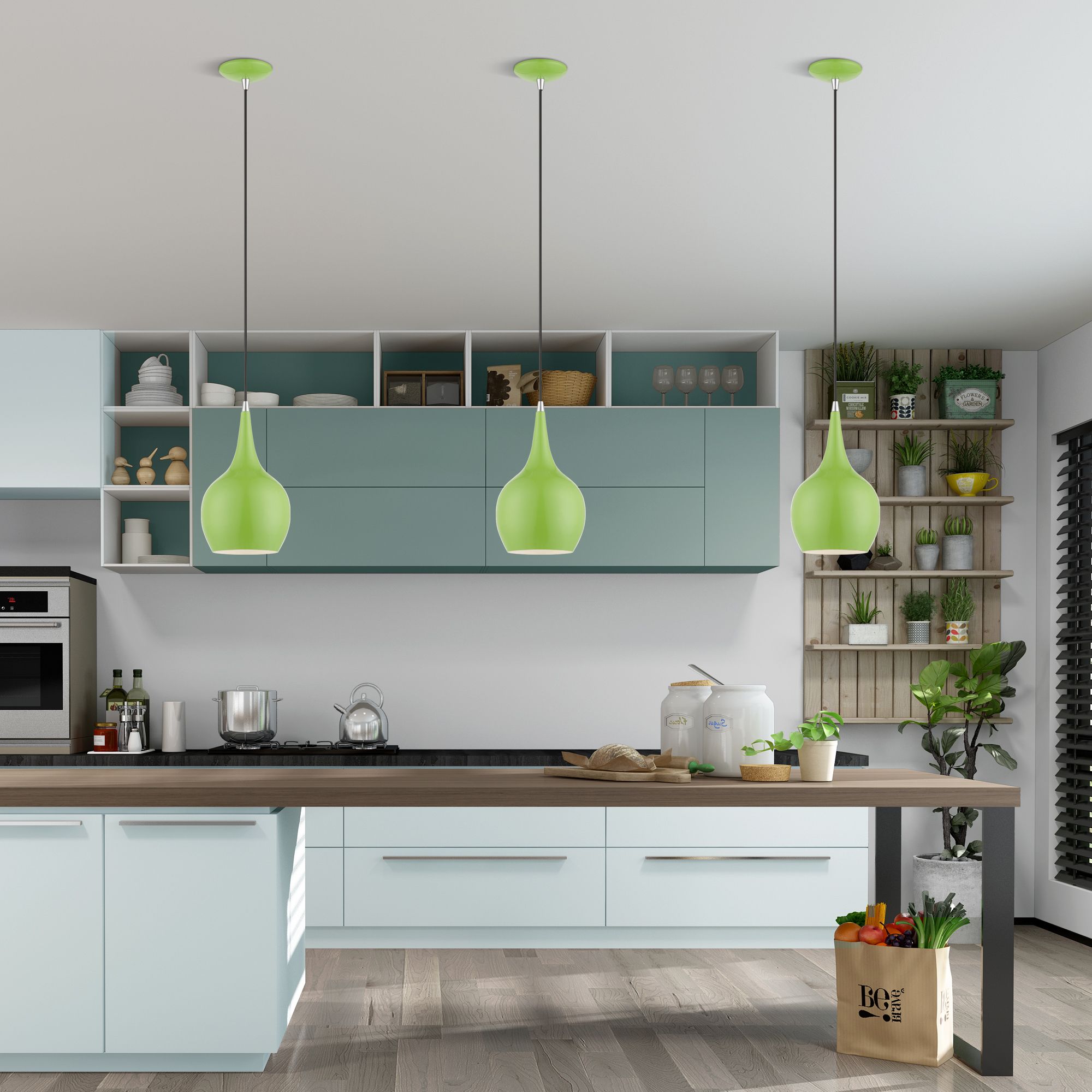 Andes 7 3/4" Wide Shiny Apple Green Mini Pendant in scene