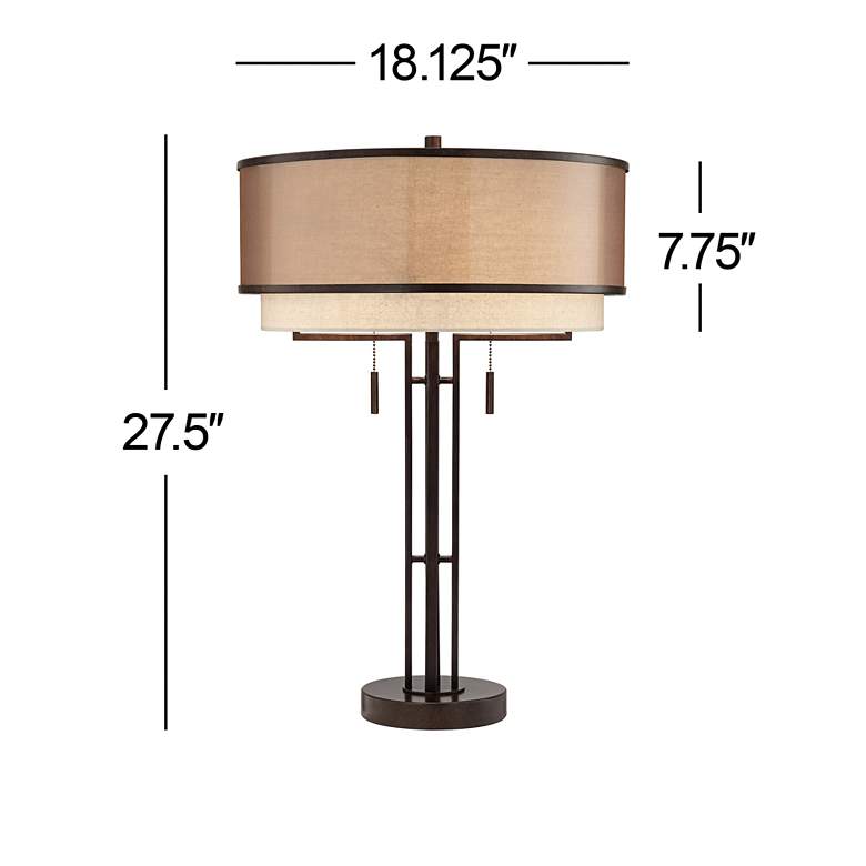 Andes Bronze Double Shade 2-Light Table Lamp With Black Round Riser more views