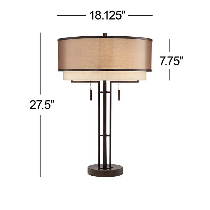 Andes Bronze Industrial Table Lamp with Double Shade - #34M19 | Lamps Plus