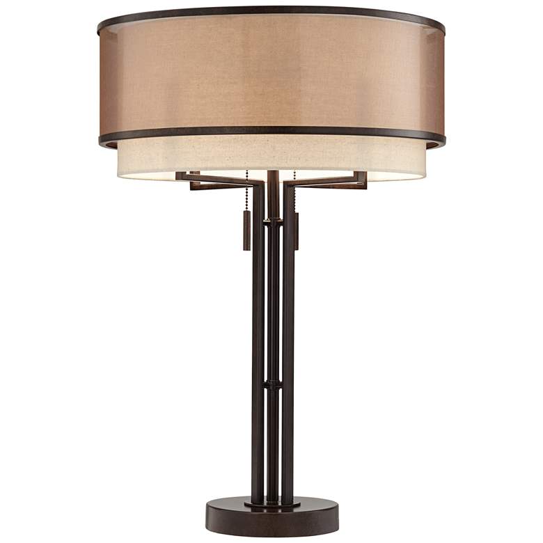 Andes Double Shade Industrial Table Lamp with Table Top Dimmer more views