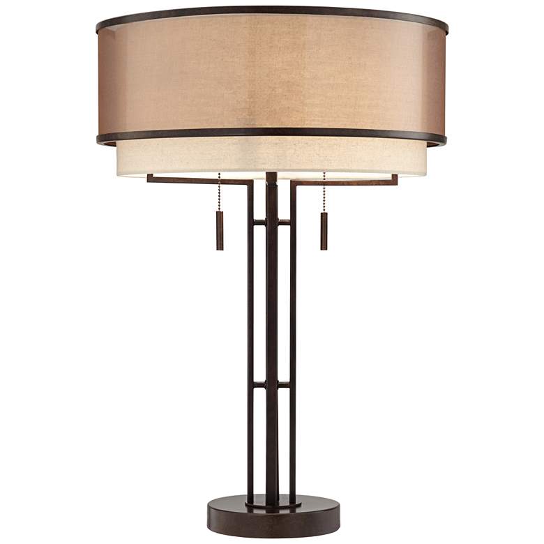 Image 7 Andes Double Shade Industrial Table Lamp with Table Top Dimmer more views