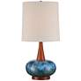 3_Andi 25" Modern Wood and Blue Ceramic Table Lamp