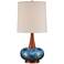 Andi 25" Modern Wood and Blue Ceramic Table Lamp