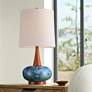 2_Andi 25" Modern Wood and Blue Ceramic Table Lamp