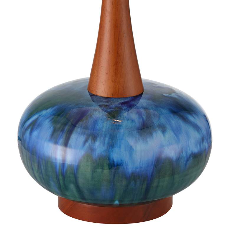 Image 4 Andi 25" Modern Wood and Blue Ceramic Table Lamp more views