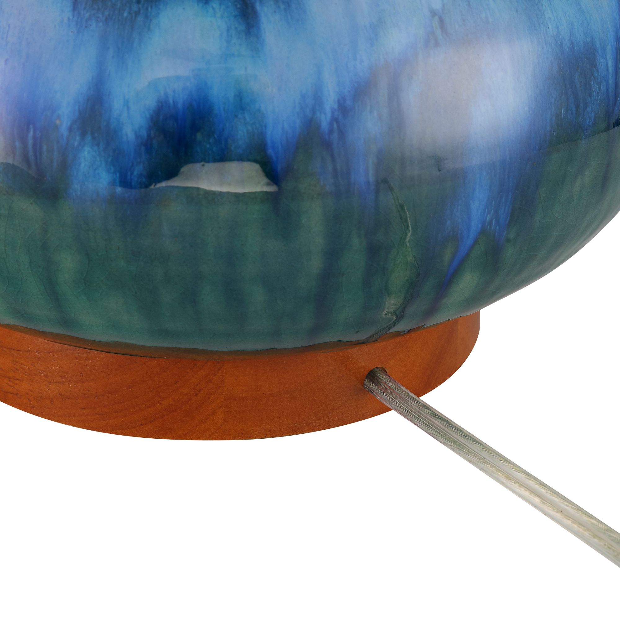 Watch A Video About the Andi Modern Wood and Blue Ceramic Table Lamp