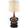 Andi Ceramic and Wood Table Lamp With Black Round Riser