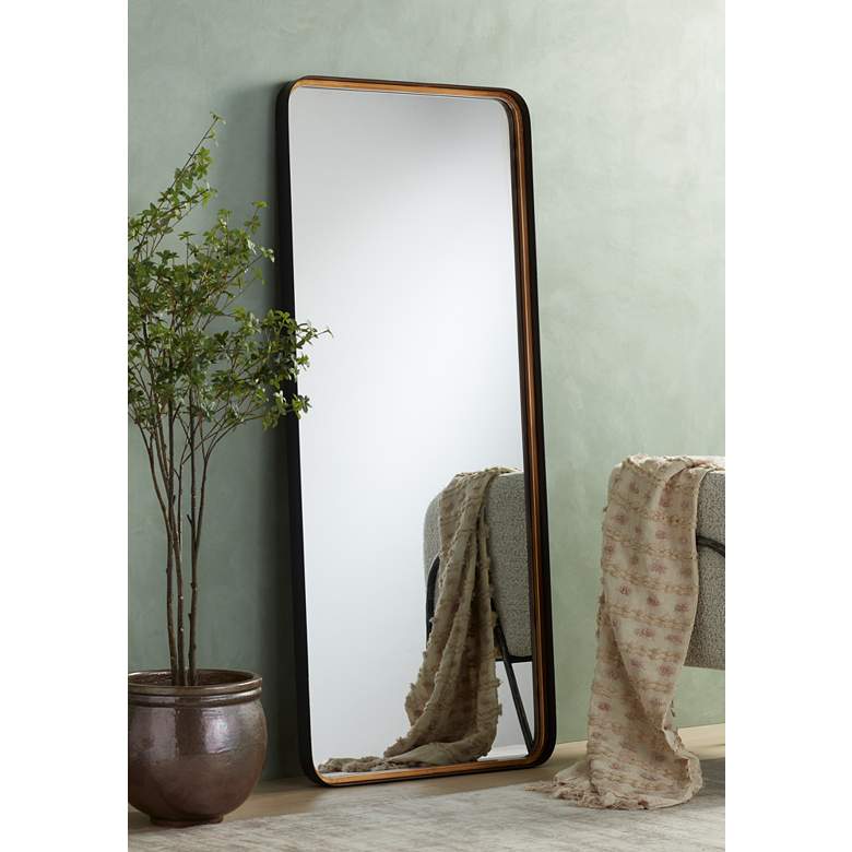 Image 1 Andi Matte Gold Black 27 inch x 65 inch Rectangular Wall Mirror