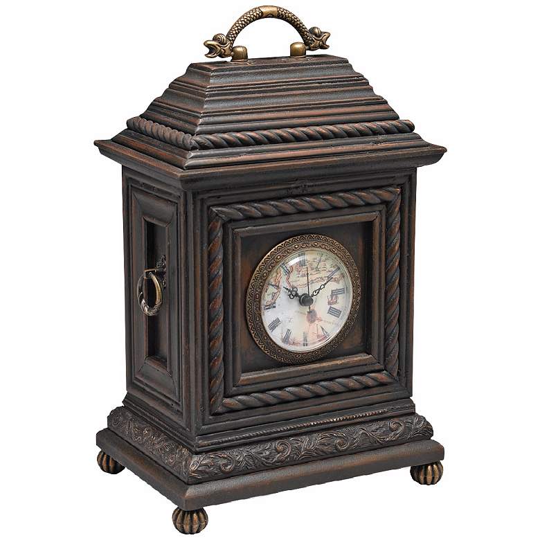 Image 1 Andolini 13 inch High Brown Wooden Carriage Clock