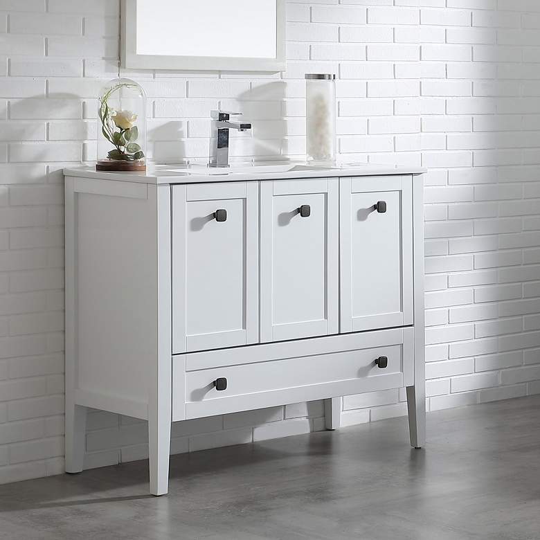 Image 1 Andora 39 3/4 inch Wide White 3-Door Single Sink Vanity