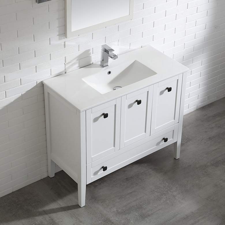 Image 5 Andora 39 3/4 inch Wide White 3-Door Single Sink Vanity more views