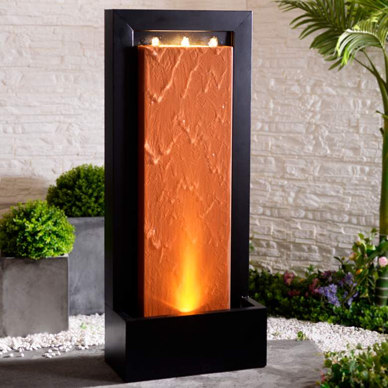 Image 1 Andora 47 1/4" High Rust and Black LED Waterfall Fountain