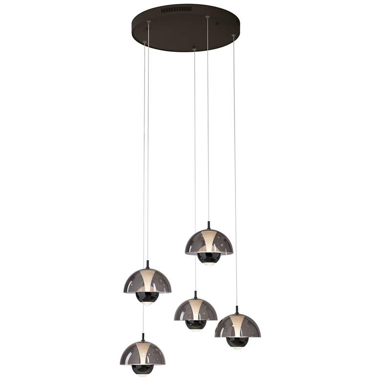 Image 1 Andoria Black Chrome and Smoke Shade 5 Head LED Chandelier