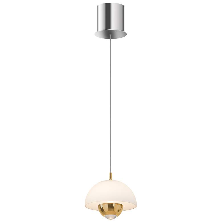 Image 1 Andoria Polished Brass Finished Frost White Shade Single Light LED Pendant