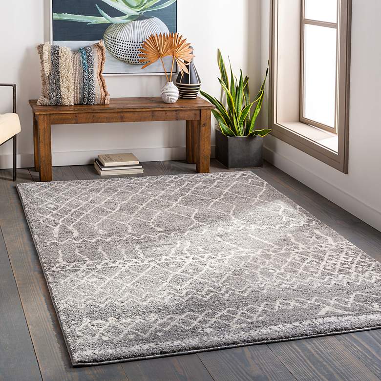 Image 1 Andorra ARD-2304 5'3"x7'3" Gray and White Indoor Area Rug