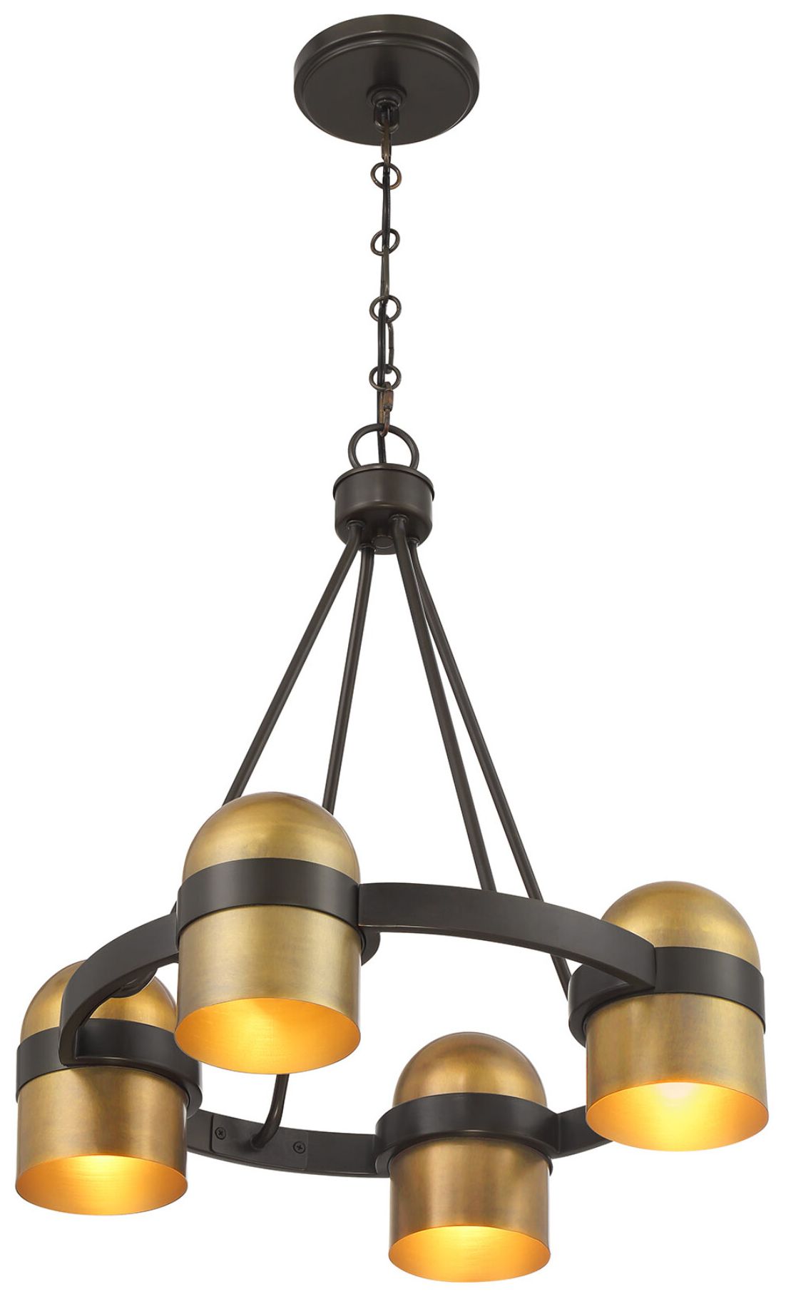 Image 4 Andover 4-Light Chandelier in Mediterranean Bronze and Riviera Brass more views