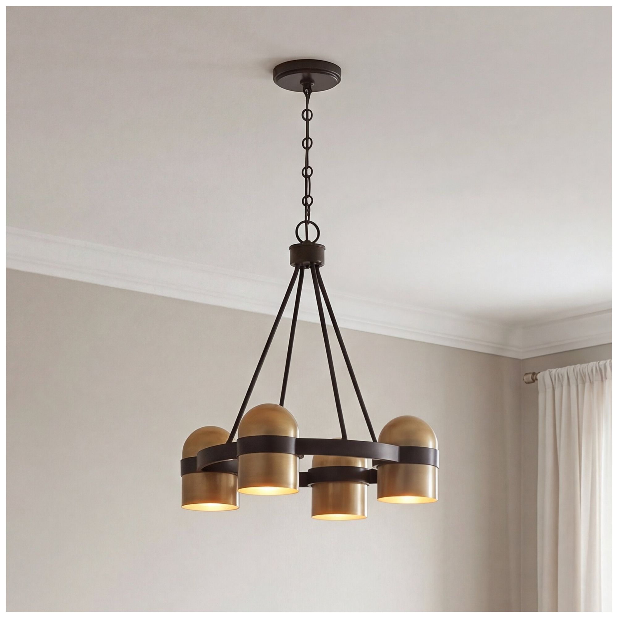 Image 7 Andover 4-Light Chandelier in Mediterranean Bronze and Riviera Brass more views