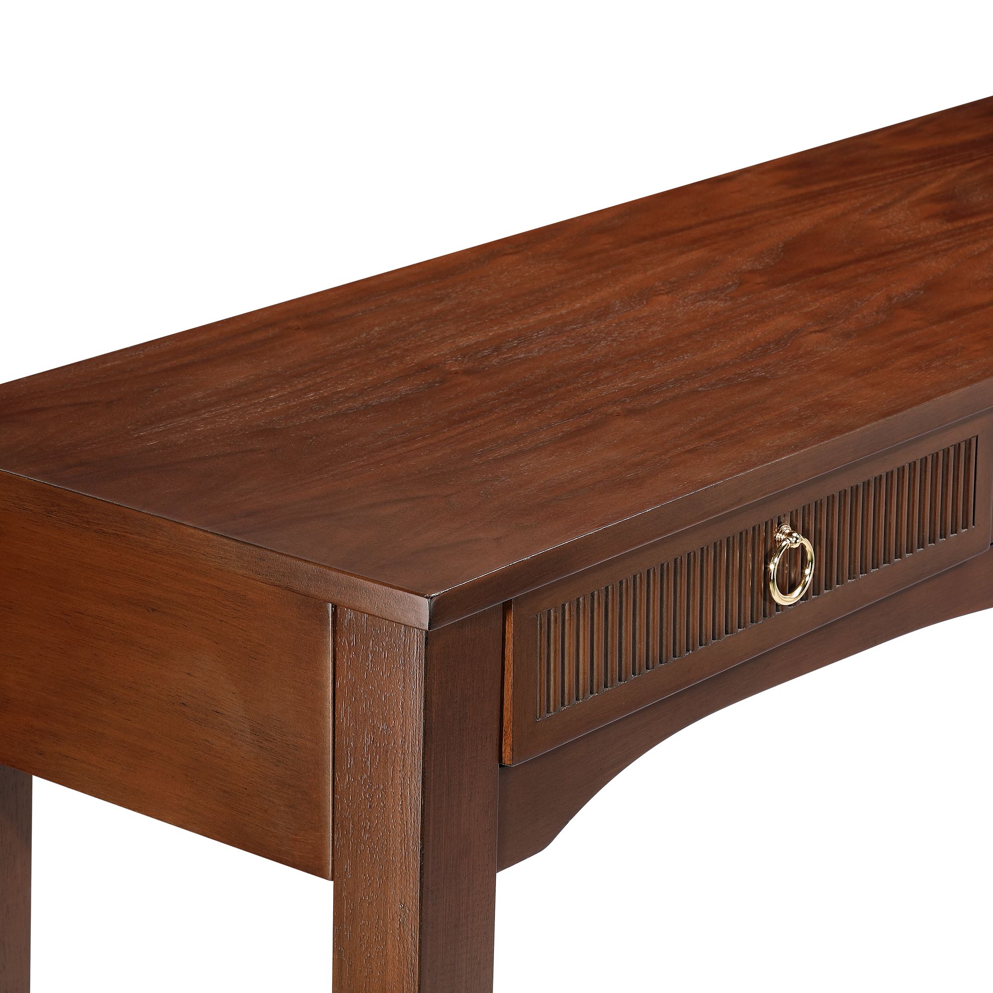 Image 2 Andover 60" Wide Dark Walnut Mission Craftsman 3-Drawer Console Table more views