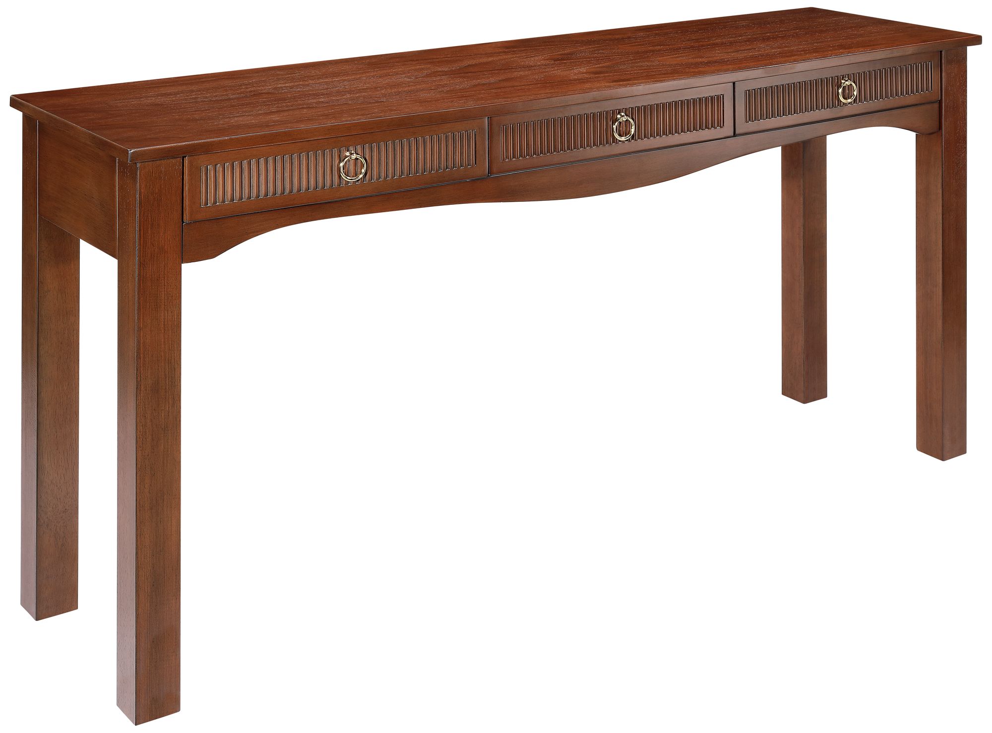 Image 5 Andover 60" Wide Dark Walnut Mission Craftsman 3-Drawer Console Table more views
