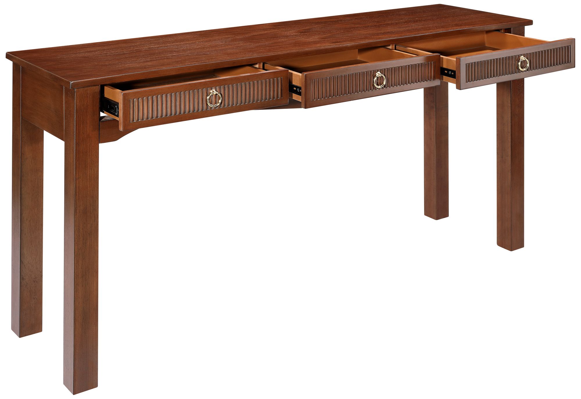 Image 6 Andover 60" Wide Dark Walnut Mission Craftsman 3-Drawer Console Table more views