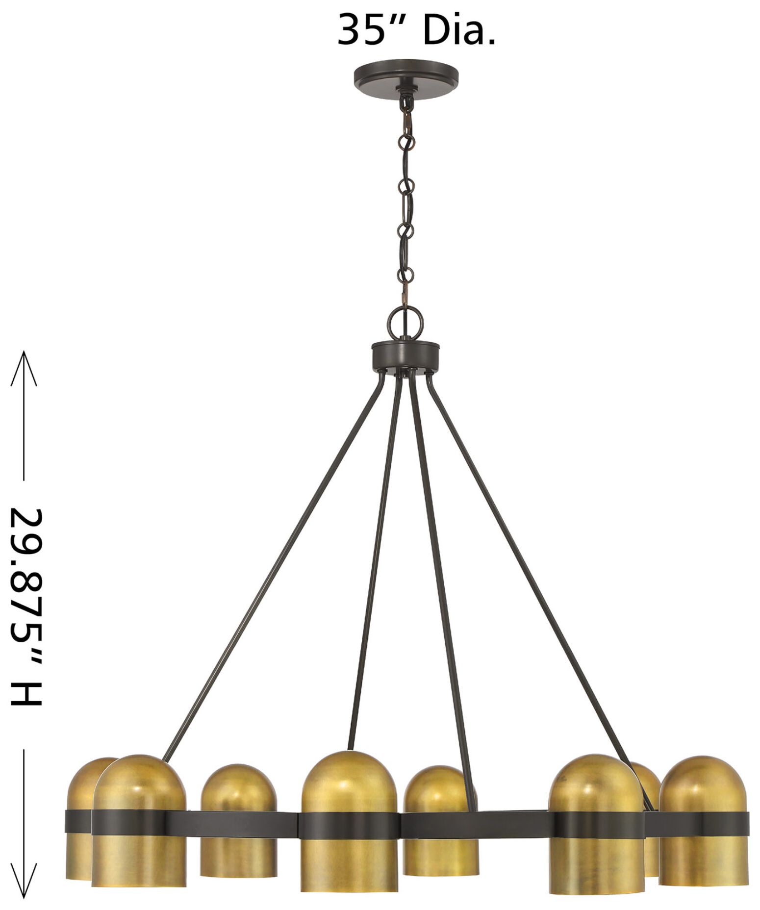 Image 6 Andover 8-Light Chandelier in Mediterranean Bronze and Riviera Brass more views