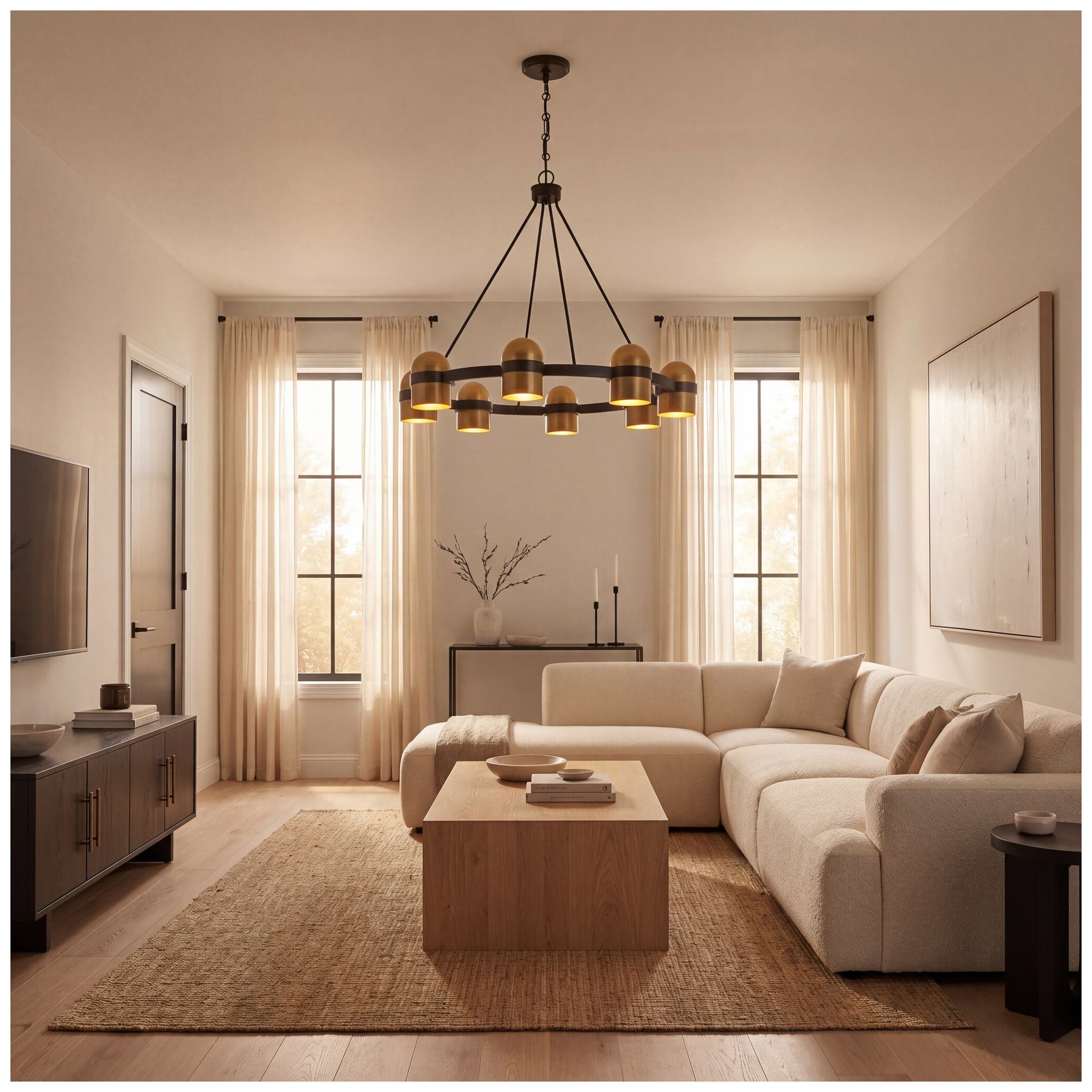 Andover 8-Light Chandelier in Mediterranean Bronze and Riviera Brass