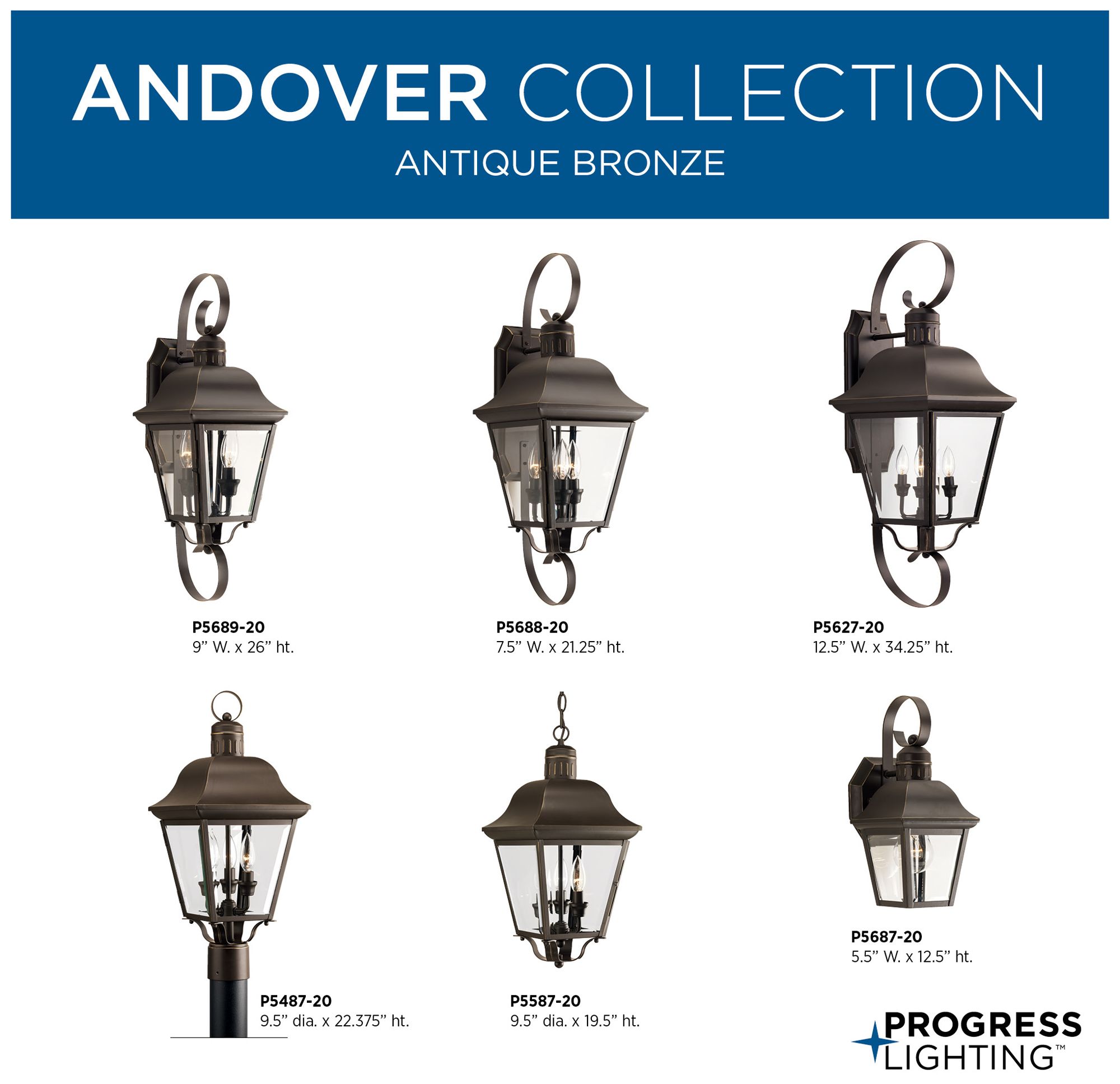 Image 7 Andover Collection Three-Light Post Lantern more views