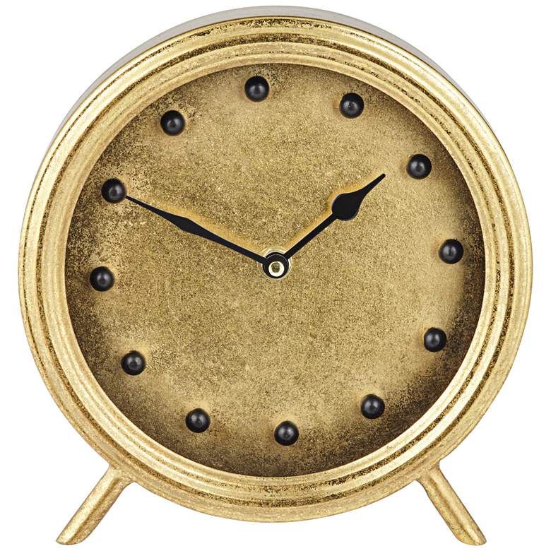 Image 1 Andrade Matte Gold 8 inch Wide Round Table Clock