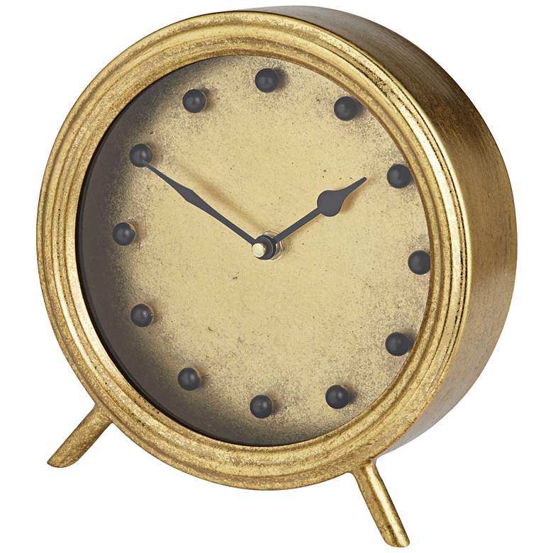 Image 4 Andrade Matte Gold 8 inch Wide Round Table Clock more views