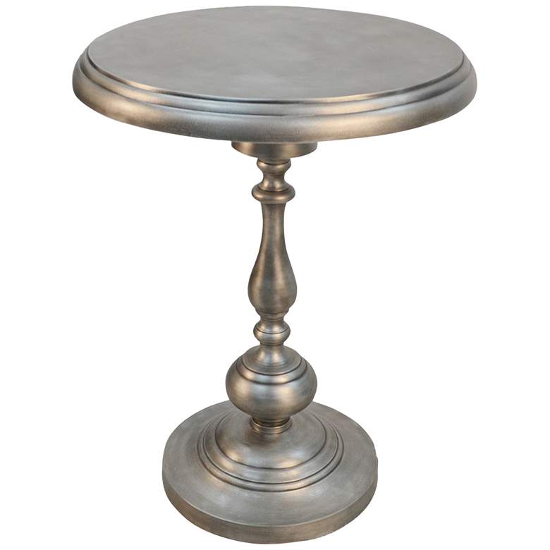Image 2 Andre 18 1/2 inch Wide Antique Nickle Round Accent Table