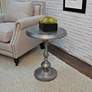 Andre 18 1/2" Wide Antique Nickle Round Accent Table