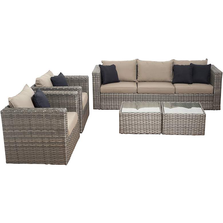 Image 1 Andre Gray Wicker 5-Piece Patio Conversation Set