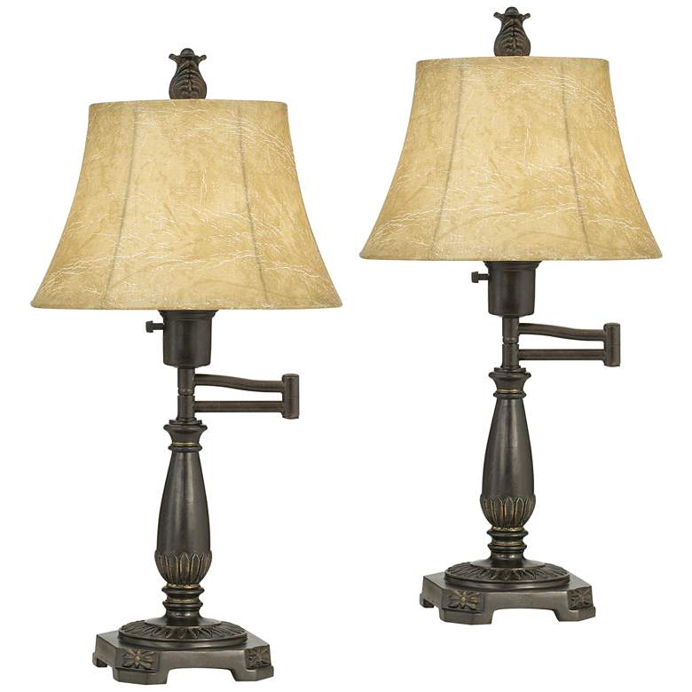 Image 2 Andrea Bronze Swing Arm Desk Lamps Set of 2 w/ Smart Socket