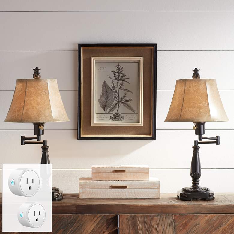 Image 1 Andrea Bronze Swing Arm Desk Lamps Set of 2 w/ Smart Socket