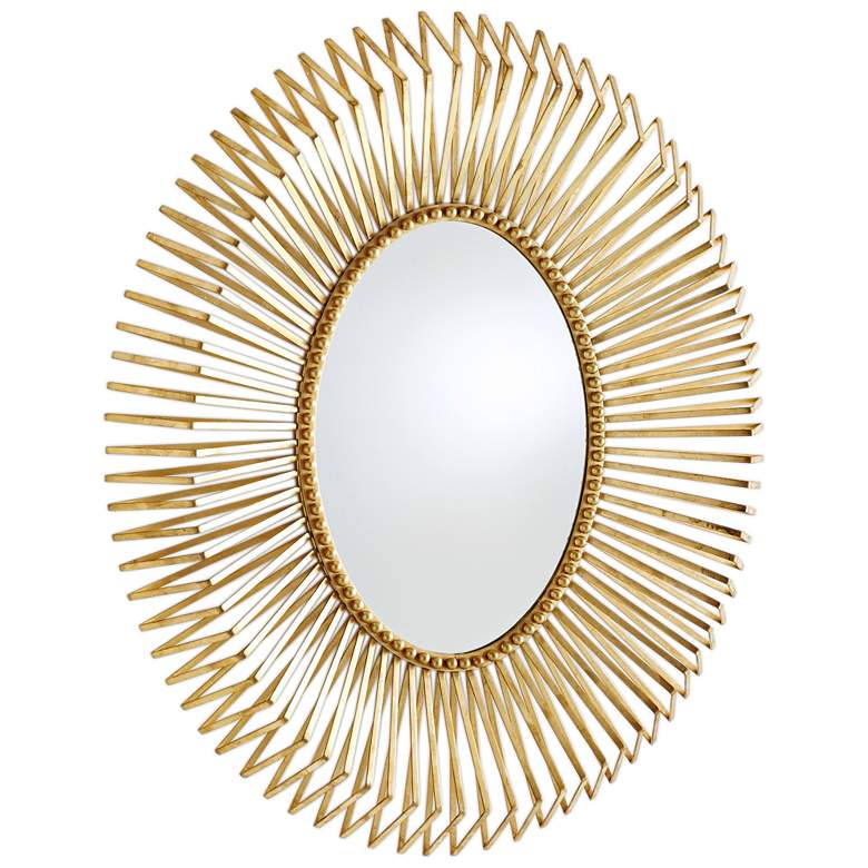 Image 1 Andrea Gold Leaf 32 inch x 38 inch Oval Wall Mirror