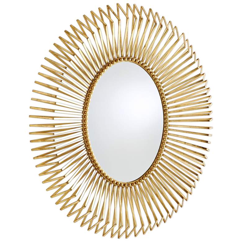 Image 1 Andrea Gold Leaf 32" x 38" Oval Wall Mirror