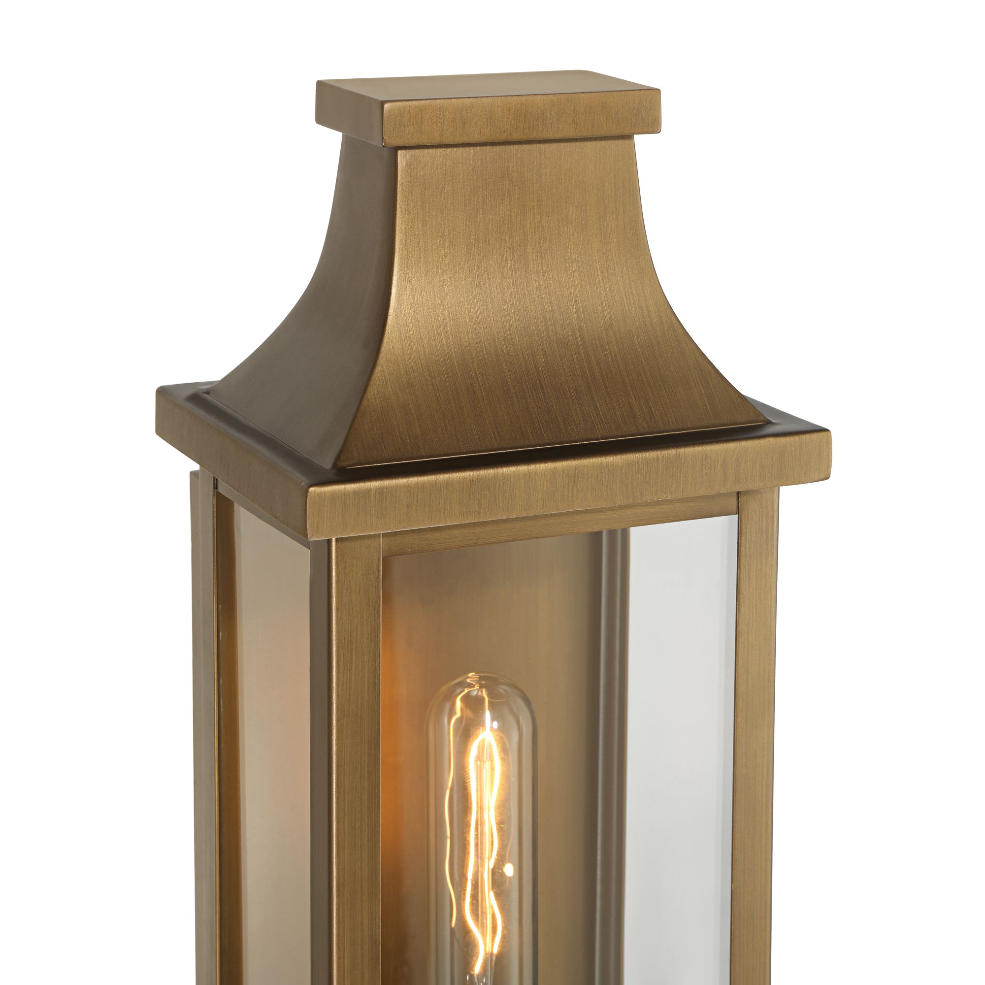 Image 2 Andres 15" High Aged Brass Pocket Lantern Outdoor Wall Light Set of 2 more views