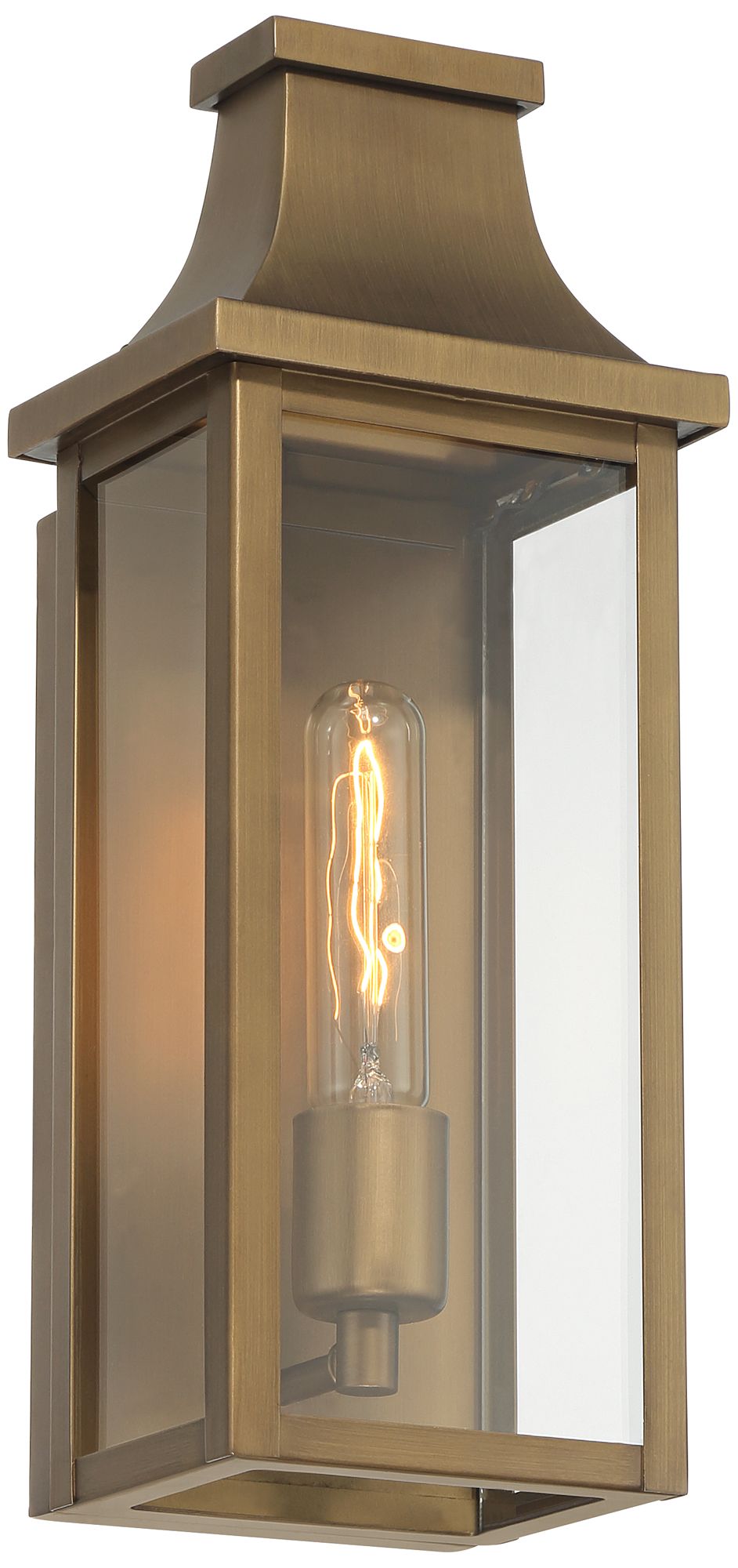 Image 5 Andres 15" High Aged Brass Pocket Lantern Outdoor Wall Light Set of 2 more views