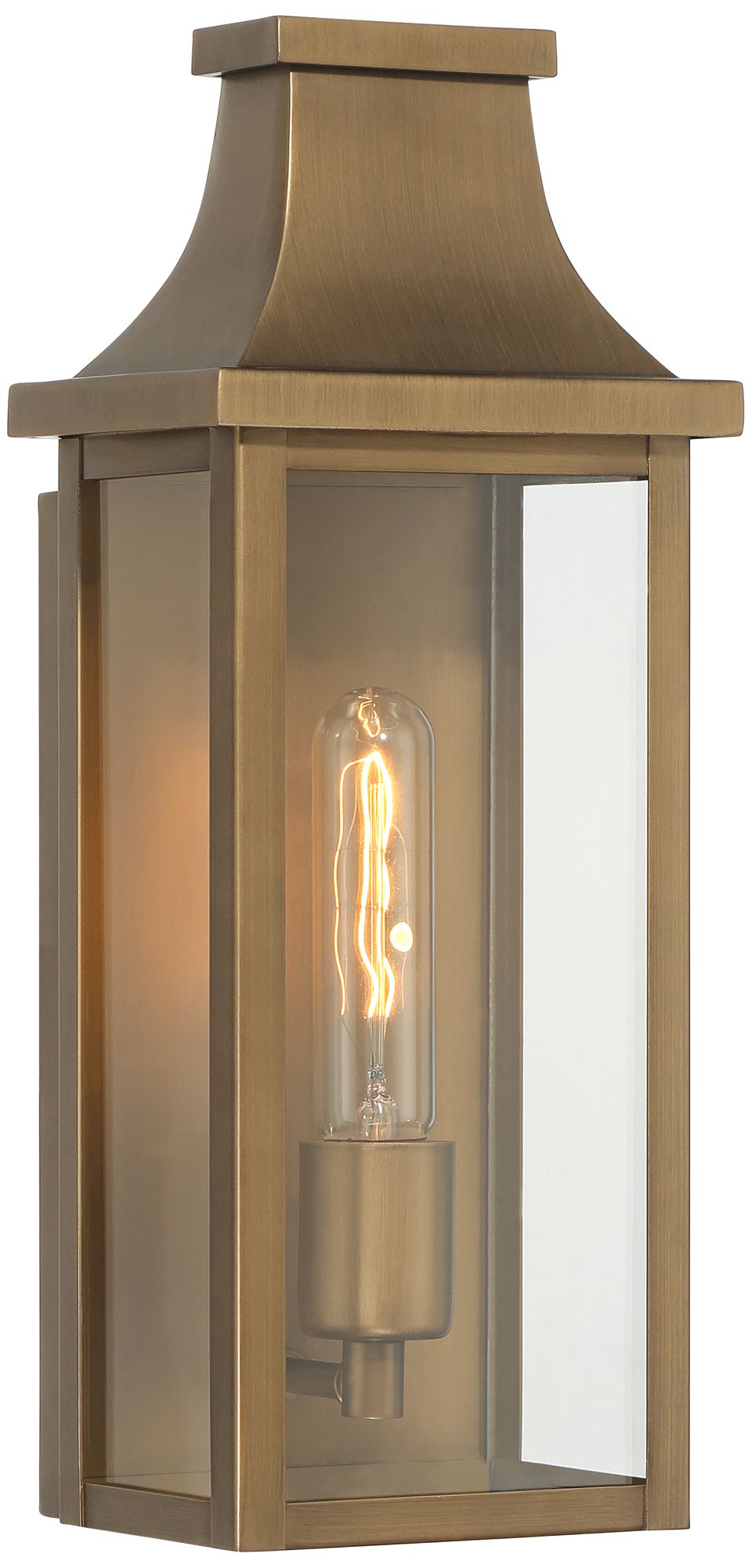 Image 2 Andres 15" High Aged Brass Pocket Lantern Outdoor Wall Light