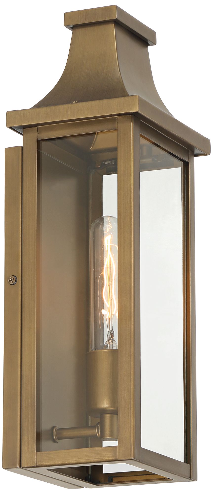 Image 7 Andres 15" High Aged Brass Pocket Lantern Outdoor Wall Light more views