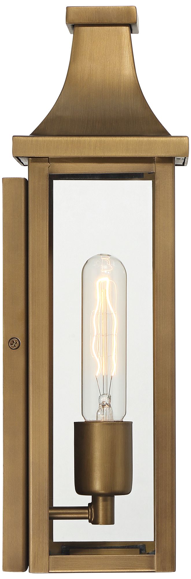 Andres 15" High Aged Brass Pocket Lantern Outdoor Wall Light