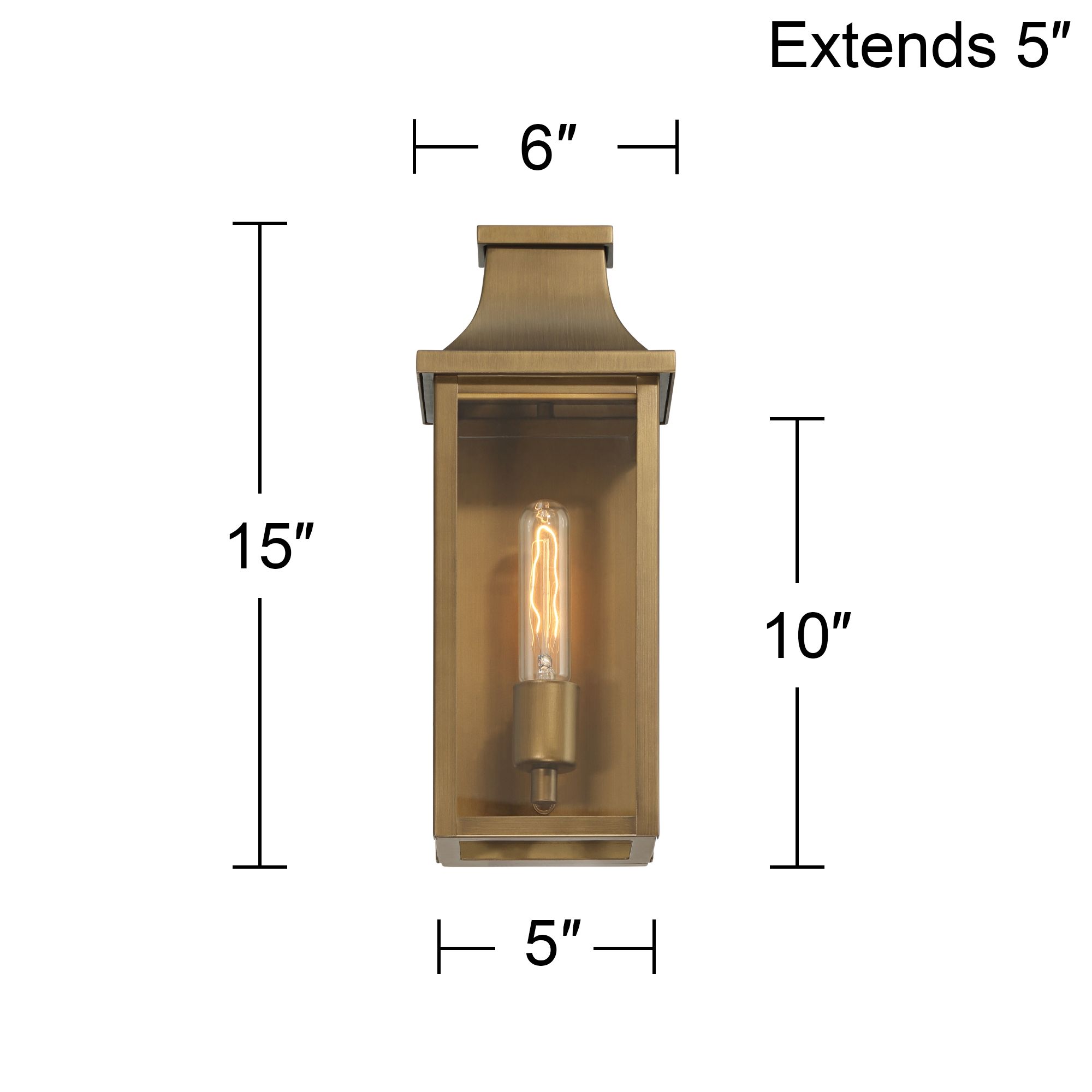 Andres 15" High Aged Brass Pocket Lantern Outdoor Wall Light