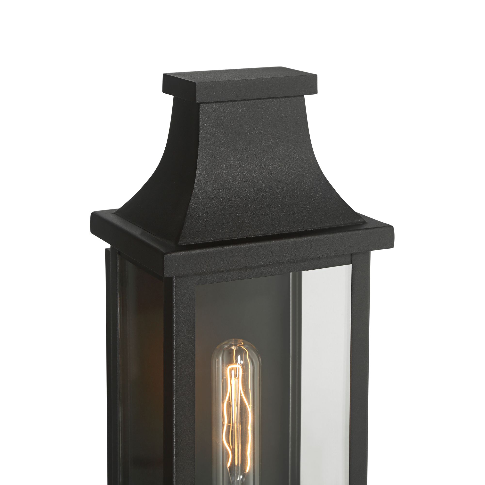 Image 3 Andres 15" High Textured Black Pocket Lantern Outdoor Wall Light more views