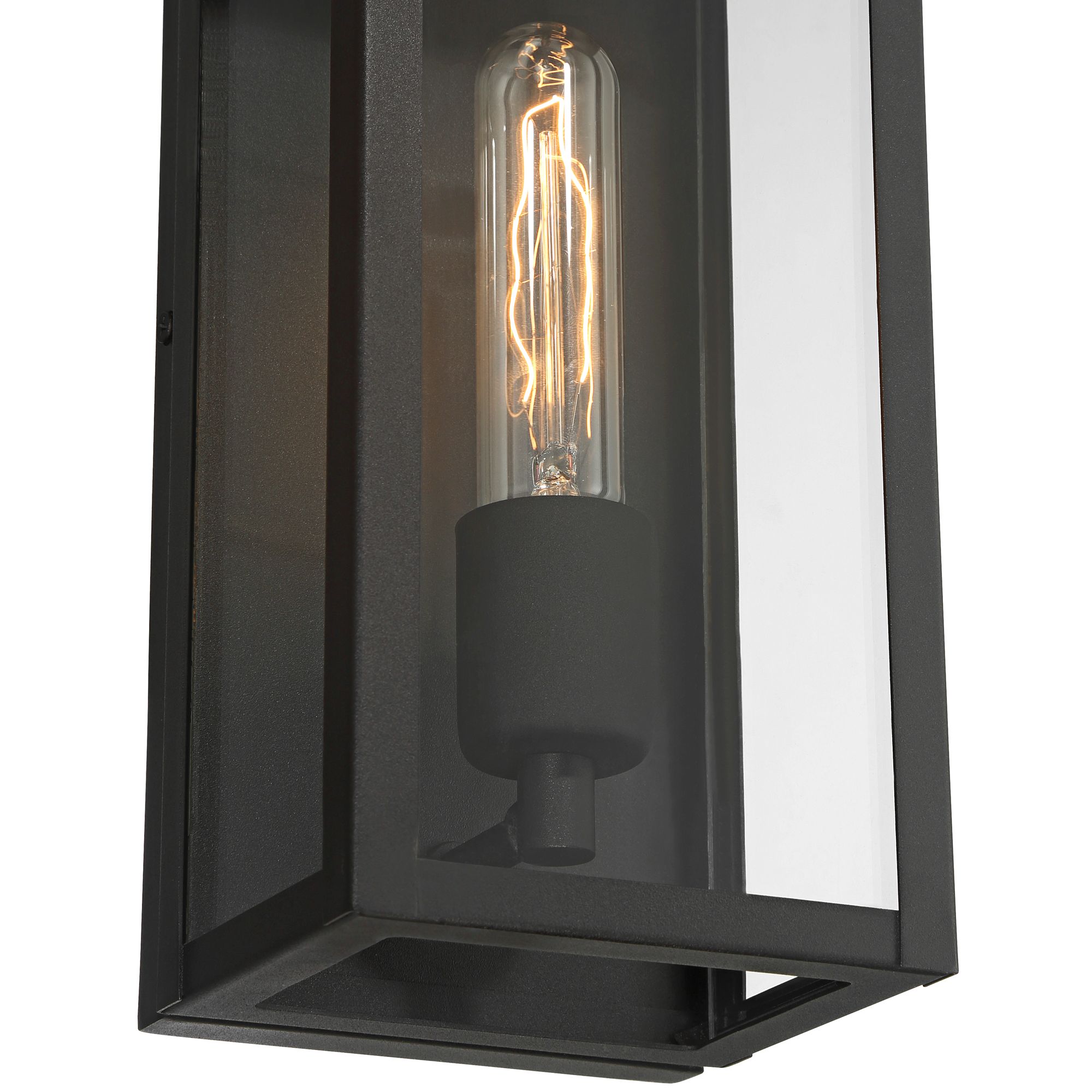 Image 4 Andres 15" High Textured Black Pocket Lantern Outdoor Wall Light more views